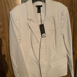 White Blazer with black pin stripes